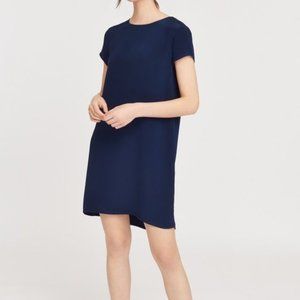 Cuyana Silk Tee Dress Short Sleeve Navy Blue Small NEW unworn